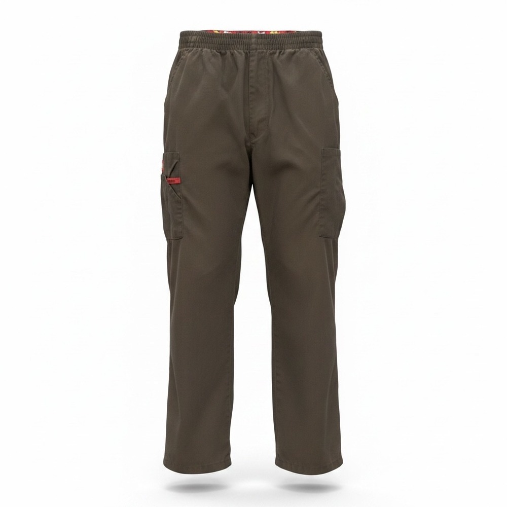 Dickies Women Brown Cargo Scrub Pants Elastic Waist Petite Utility Workwear